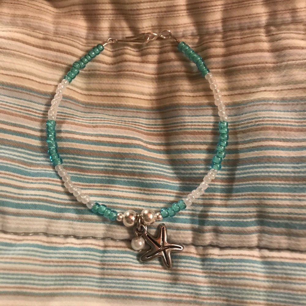 Beautiful glass, Sterling, and stainless bracelet